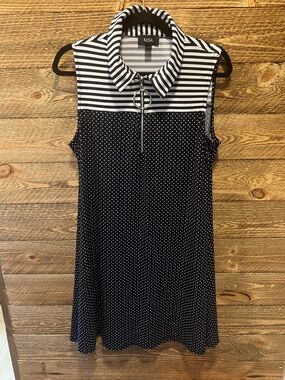 MSK Black & White Striped Collar Top